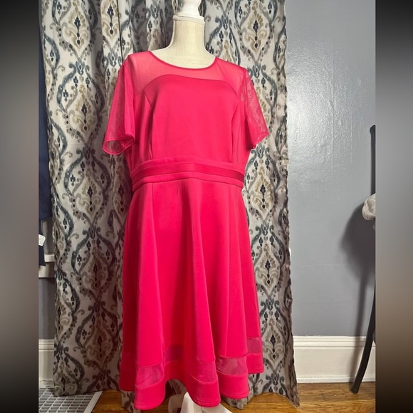 Lane Bryant Hot Pink Dress with Mesh Arms NWT BALLETCORE FEMININE COQUETTE - Picture 1 of 5